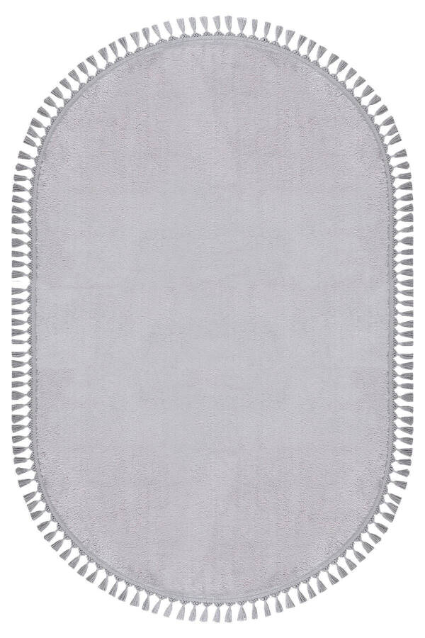 Vl Comfort Oval Pompom Tassel Plush Rug Gray - 4