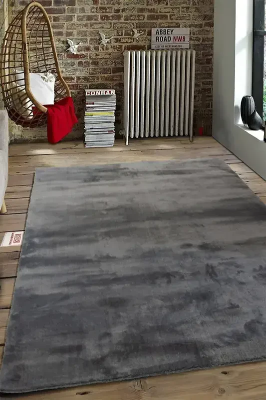 Vl Comfort Peluş Gilam Antrasit Overlokli-ANTRASIT - 3