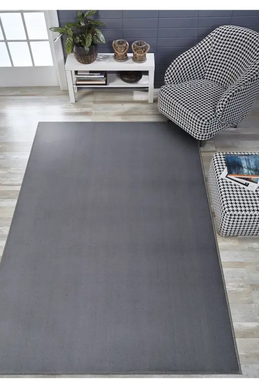 Vl Comfort Peluş Gilam Antrasit Overlokli-ANTRASIT - 1