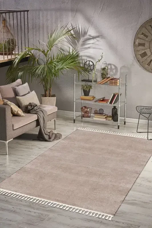 Vl Comfort Плюшевый Ковер с Понпонами и Бахромой Коричневый-Коричневый с Понпонами и Бахромой - 2