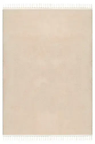 Vl Comfort Pompom Fringe Plush Carpet Beige-Beige Pompom Fringe - 3