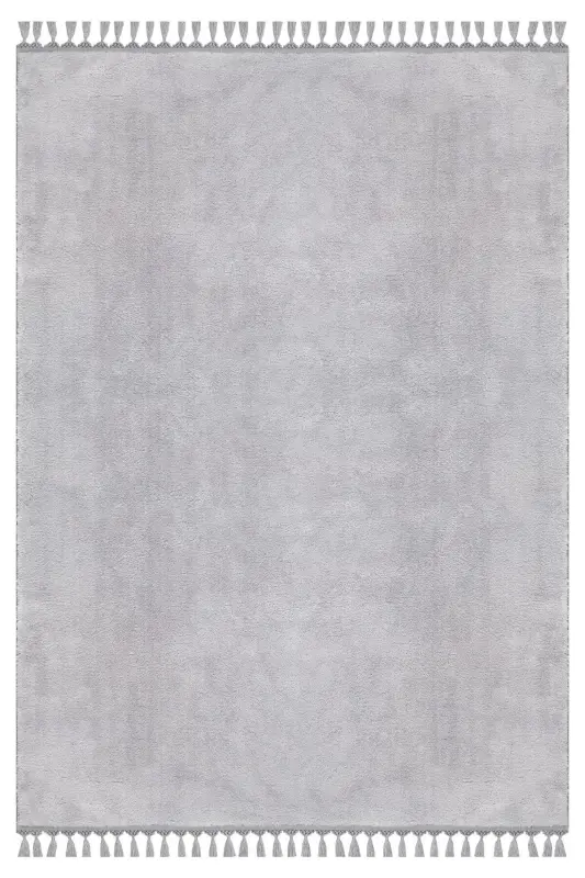 Vl Comfort Pompon Fringed Plush Rug Gray-Gray Pompon Fringed - 5