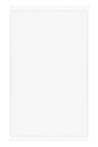 Vl Comfort Pompon Fringed Plush Rug White-White - 3