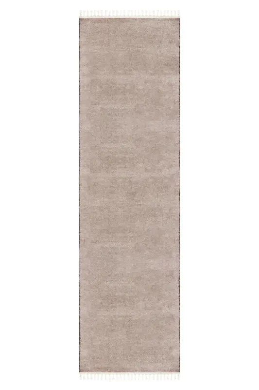 Vl Comfort Ponpon Saçaklı Peluş Düz Yolluk Kahverengi-Kahverengi Ponpon Saçak - 3