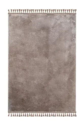 Vl Comfort Ponpon Saçaklı Peluş Post Halı Kahverengi-Kahverengi P.Saçaklı - 6