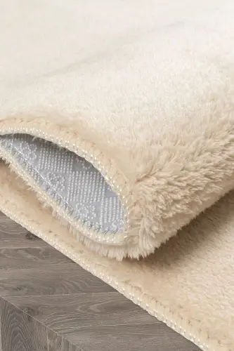 Vl Comfort Ponpon Sochli Peluş Gilam Bej-Bej Ponpon Sochak - 5