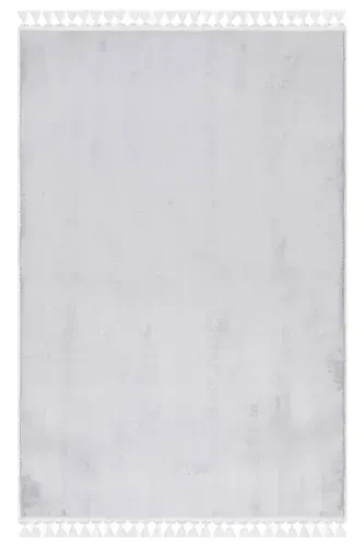 Vl Comfort Ponpon Sochli Peluş Gilam Ochiq Kulrang-Ochiq Kulrang Ponpon Sochak - 8