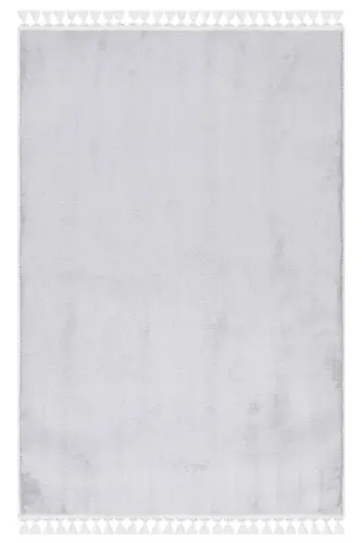 Vl Comfort Ponpon Sochli Peluş Gilam Ochiq Kulrang-Ochiq Kulrang Ponpon Sochak - 4
