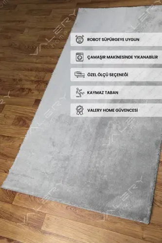 Vl Comfort Peluş Halı Gri Overloklu - GRİ 