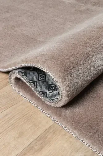 Vl Круглый Comfort Оверлоченный Плюшевый Ковер Коричневый-Безворсовый Коричневый Круг - VALERY HOME (1)