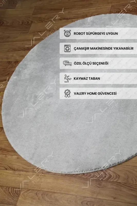 Вл Круглый Comfort Оверлок Плюшевый Ковер Серый-Серый Оверлок Круг - VALERY HOME