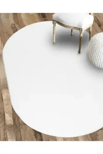 Vl Oval Comfort Overlock Plush Carpet White-Fringe free White - 3