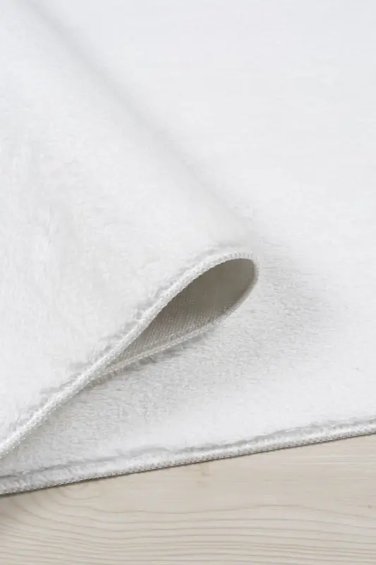 Vl Oval Comfort Оверлочный Плюшевый Ковер Белый-Без Бахромы Белый - 4
