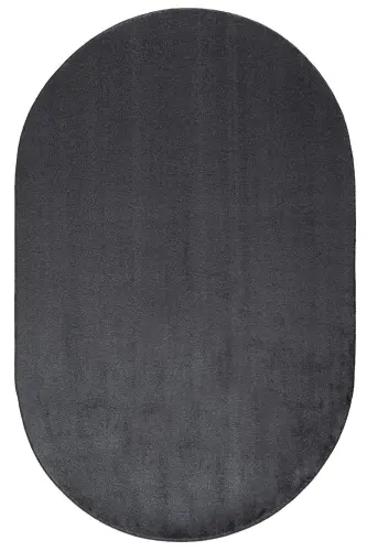 Vl Oval Comfort Оверлок Плюшевый Ковер Антрацит-Без Бахромы Антрацит - VALERY HOME (1)
