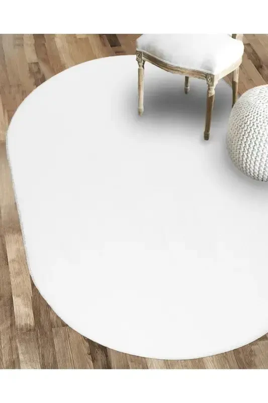 Vl Oval Comfort Overlokli Peluş Gilam Oq-Sochaksiz Oq - 3