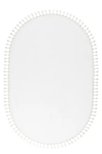Vl Oval Comfort Плюшевый Ковер с Бахромой и Помпонами Белый - Овальный Белый с Бахромой - 3