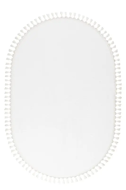 Vl Oval Comfort Ponpon Sochli Paxmoq Gilam Oq-Sochli Oval Oq - 3