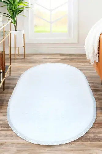 Vl Oval Comfort Прямоугольная Плюшевая Ковер Белый-Прямоугольная Овальная Белый - 1