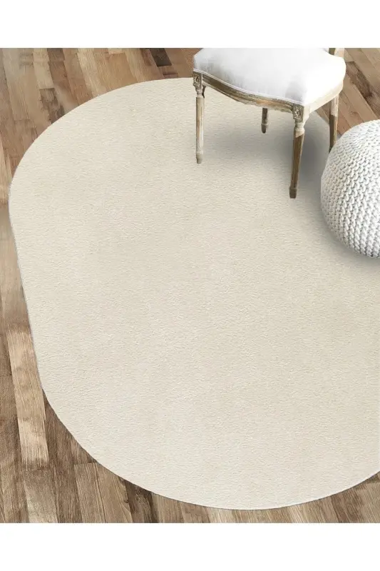 Vl Oval Comfort Puffy Ковер Плюшевый Без Бахромы Экрю-Без Бахромы Экрю - VALERY HOME