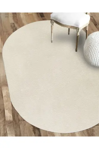 Vl Oval Comfort Puffy Rug Ecru-Fringeless Ecru 