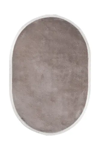 Vl Oval Comfort Tekis Sochli Peluş Gilam Jigarrang-Jigarrang Oval Tekis Soch - 3