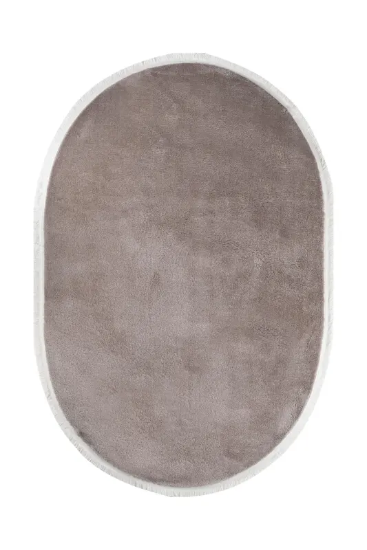 Vl Oval Comfort Tekis Sochli Peluş Gilam Jigarrang-Jigarrang Oval Tekis Soch - 3