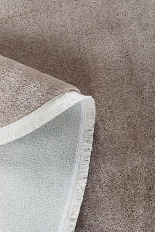 Vl Oval Comfort Tekis Sochli Peluş Gilam Jigarrang-Jigarrang Oval Tekis Soch - 1