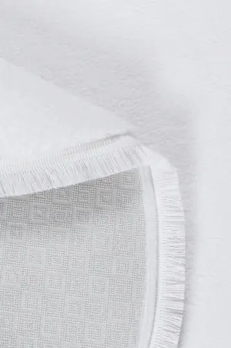 Vl Oval Comfort Düz Saçaklı Peluş Halı Beyaz - Düz Saçaklı Oval Beyaz - 3