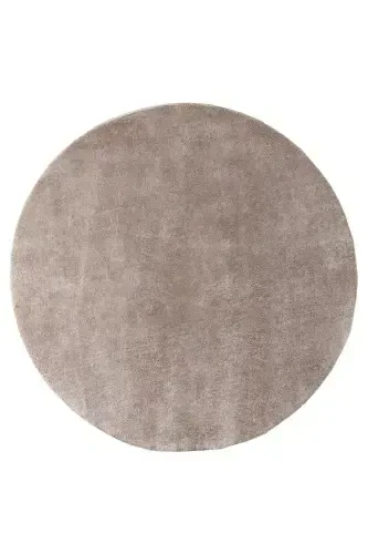 Vl Round Comfort Overlock Plush Carpet Brown-Fringeless Brown Circle - 3