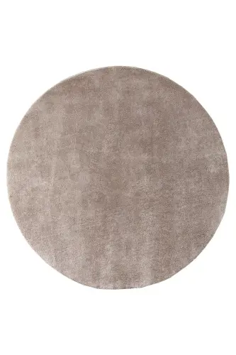 Vl Round Comfort Overlock Plush Carpet Brown-Fringeless Brown Circle - 3