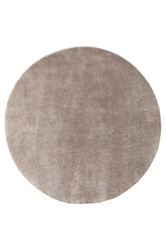 Vl Round Comfort Overlock Plush Carpet Brown-Fringeless Brown Circle - 3