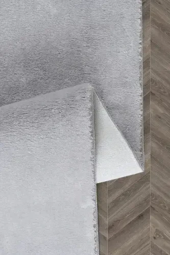 Vl Round Comfort Overlock Plush Carpet Gray-Gray Overlock Circle - 3