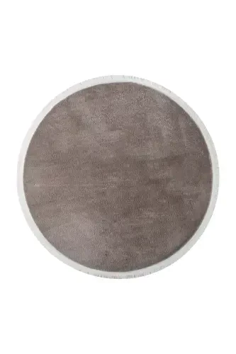 Vl Round Comfort Plain Fringed Plush Carpet Brown-Brown Circle Plain Fringe - 2