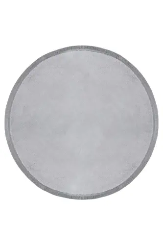 Vl Round Comfort Plain Fringed Plush Carpet Grey-Grey Plain Fringed Circle - 4