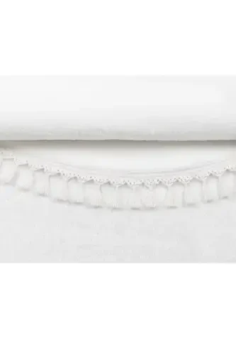 Vl Round Comfort Pompon Fringed Plush Carpet White-White Round - 4