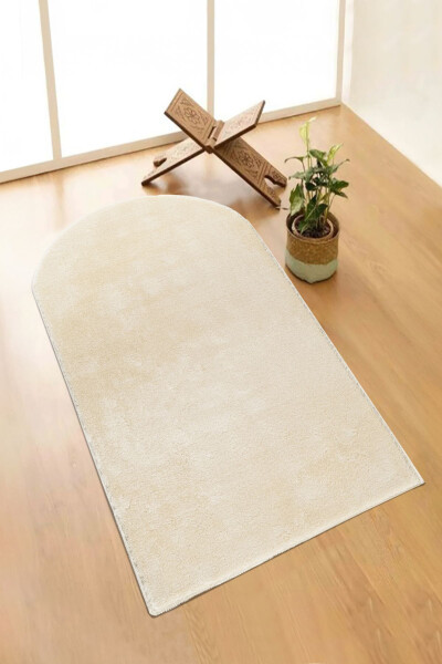 Vl Washable Plush Prayer Rug, Overlocked, Beige 
