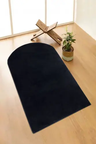 Vl Washable Plush Prayer Rug Overlocked Prayer Rug Black Vl-Black 