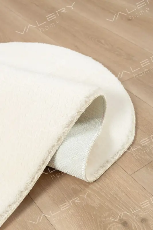 Vl Washable Plush Prayer Rug Overlocked Prayer Rug Ecru-Ecru - 2