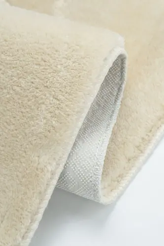 Vl Washable Premium Pom-Pom Tassel Non-Slip Base Faux Fur Bath Rug Set of 2 Beige - 3
