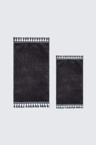 Vl Washable Premium Pompom Tassel Non-Slip Base Fur Plush Bathroom Rug Set of 2 Anthracite - 4