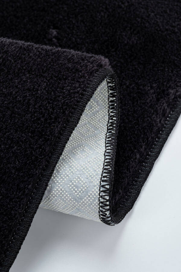 Vl Washable Premium Pompom Tassel Non-Slip Base Post Plush Bath Mat Set of 2 Black - 3