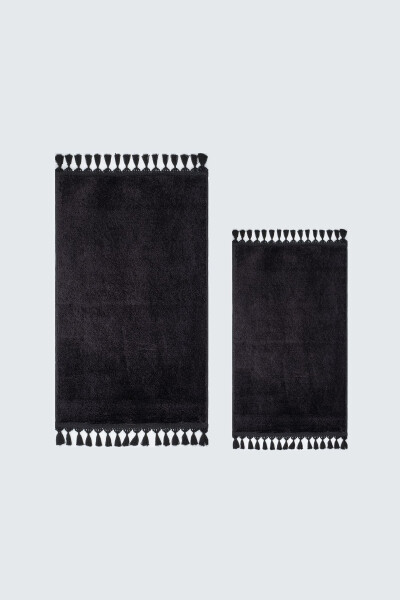 Vl Washable Premium Pompom Tassel Non-Slip Base Post Plush Bath Mat Set of 2 Black - 4