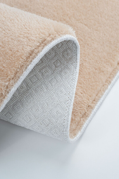 Vl Washable Premium White Pompom Fringe Non-Slip Base Fur Plush Bathroom Rug Set of 2 Mink - 10