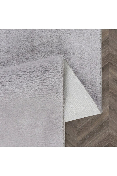 Vl Yıkanabilir Kaymaz Taban Post Peluş Banyo Paspası Üçlü Takım Gri-Gri - VALERY HOME (1)