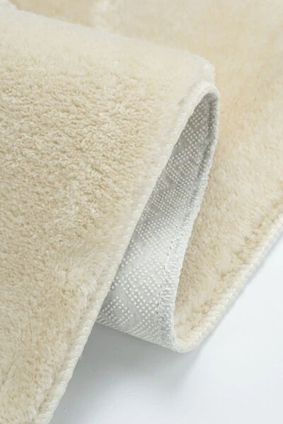 Vl Yıkanabilir Premium Ponpon Saçaklı Kaymaz Taban Post Peluş Banyo Paspası 2'li Takım Bej-BEJ - 10