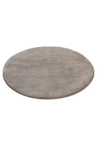Vl Yumaloq Comfort Overlokli Peluş Gilam Jigarrang-Sochaksiz Jigarrang Doira - 4