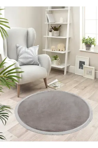 Vl Yumaloq Comfort Tekis Sochli Peluş Gilam Jigarrang-Jigarrang Doira Tekis Soch 