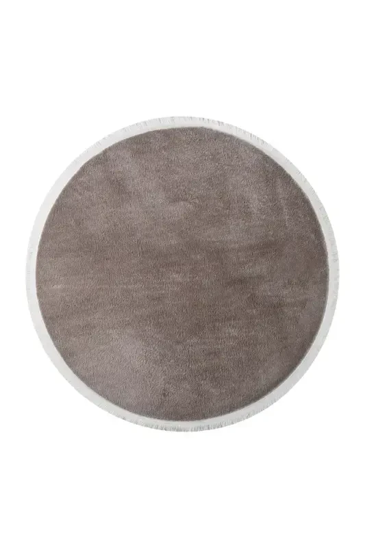 Vl Yuvarlak Comfort Düz Saçaklı Peluş Halı Kahverengi-Kahverengi Daire Düz Saçak - 2