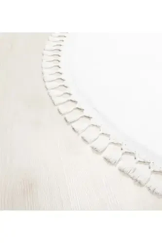 Vl Yuvarlak Comfort Ponpon Saçaklı Peluş Halı Beyaz-Beyaz Yuvarlak - VALERY HOME (1)