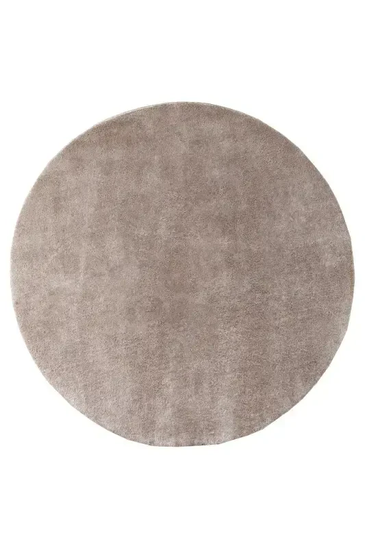 Vl Yuvarlak Comfort Overloklu Peluş Halı Kahverengi-Saçaksız Kahverengi Daire - 3